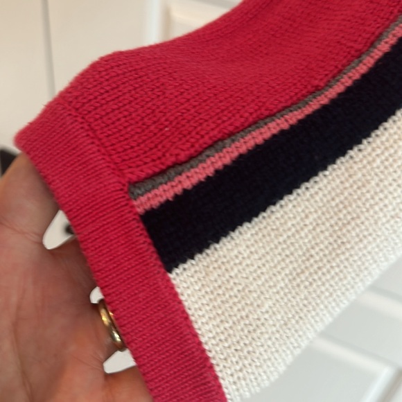 Cotton crew neck hot pink vintage horizontal striped knit sweater skate - Picture 4 of 5